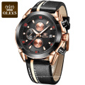 2020  Men Sport  WristWatch Luxury OLEVS Brand  Power Reserve Digital Analog Watch For Men PU Leather  Strap Male Clock